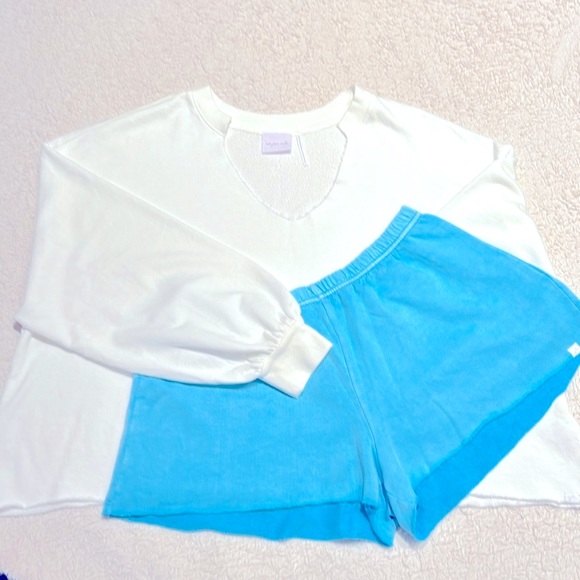 Urban Outfitters Other - Urban Outfitters Out From Under Cozy Short Set White/Robin Egg Blue